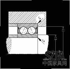 角接觸球軸承 30/8-B-2Z-TVH, 雙列，雙側間隙密封，接觸角 α = 25°